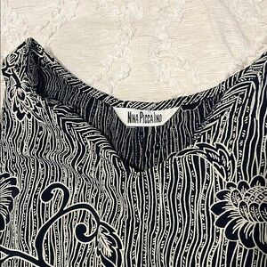 Nina Piccalino Black and White Sleeveless V-Neck Maxi Dress